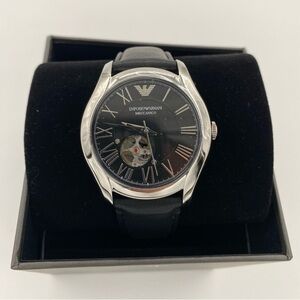 Emporio Armani Silver and Black Mechanical Watch